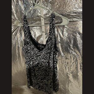 Alex Evenings Women's Silver Top, Size 2XL – Elegant Sequin Evening Blouse